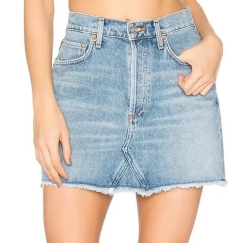 AGOLDE Quinn High Rise Mini Skirt in Devotee Blue Wash Women's Size 24